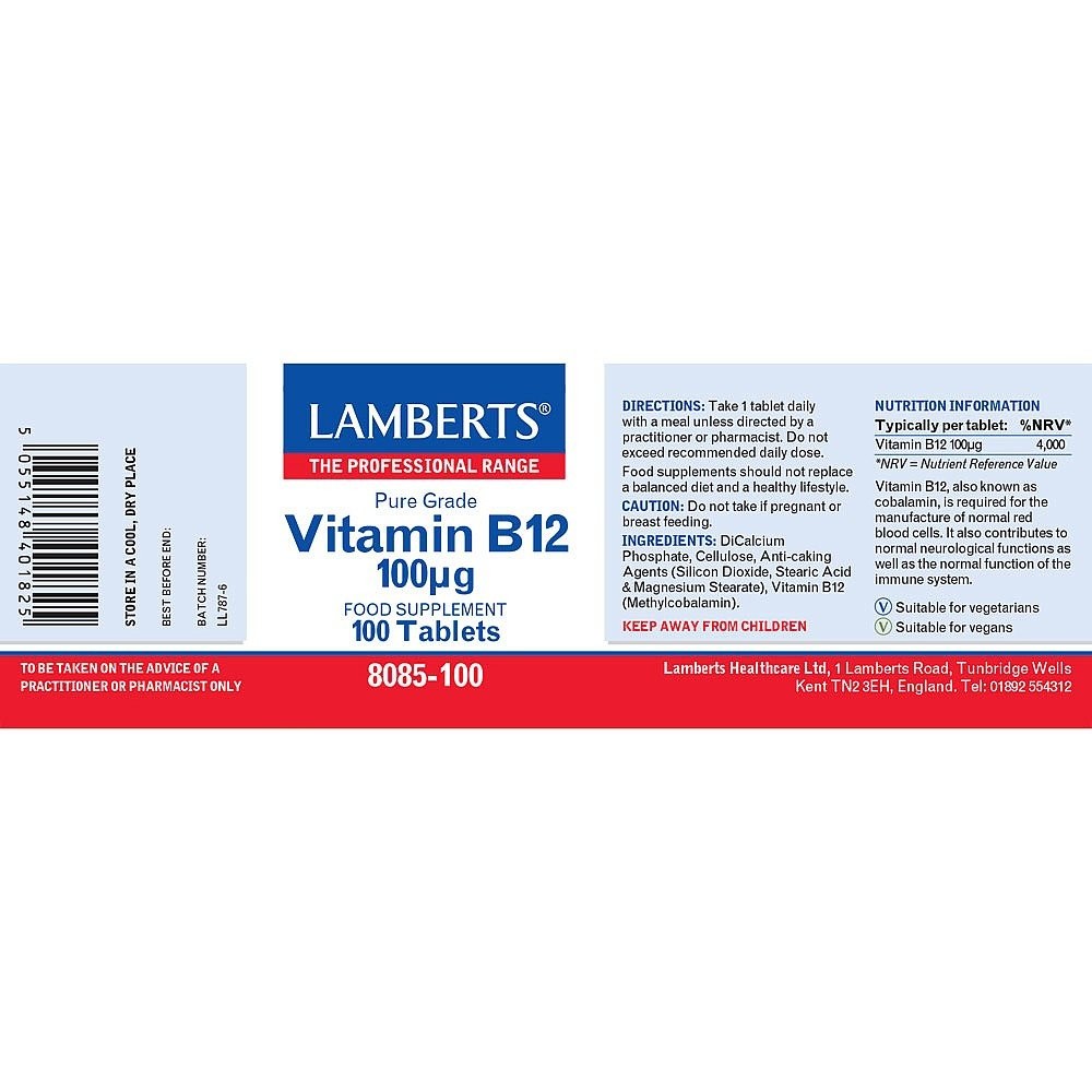 LAMBERTS - Vitamin B12 100μg - 100tabs
