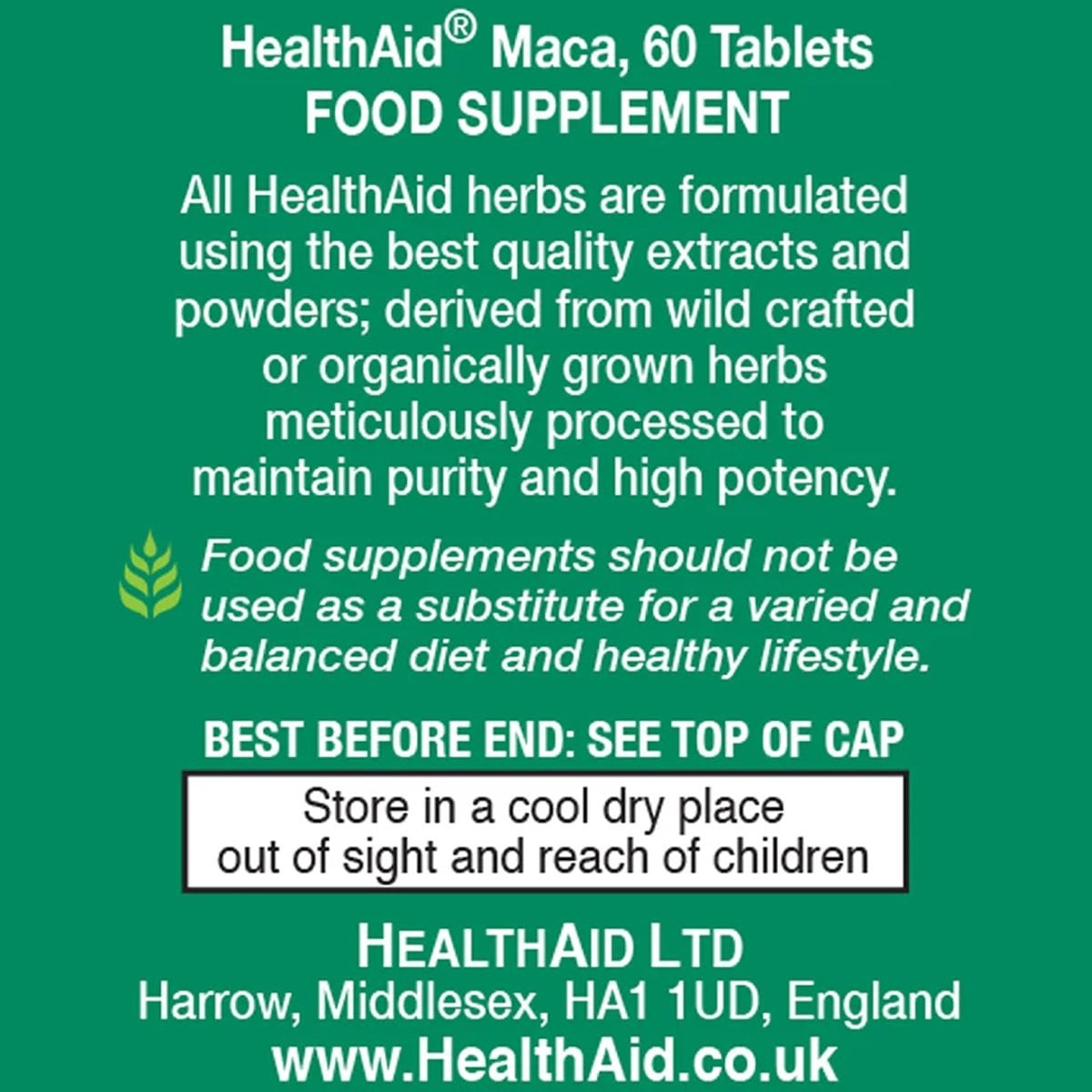 HEALTH AID - Maca 500mg - 60tabs
