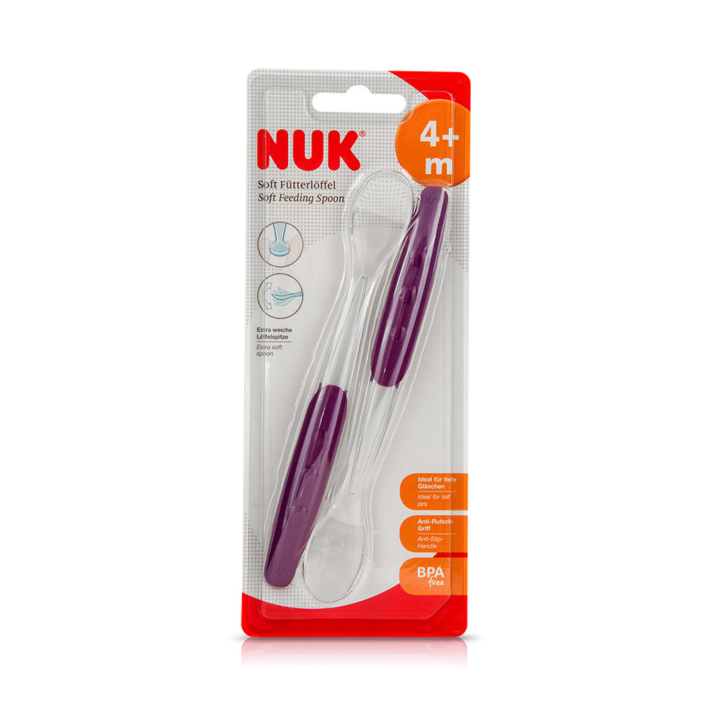NUK - Soft Feeding Spoon 4m+ (Μωβ) - 2τεμ.