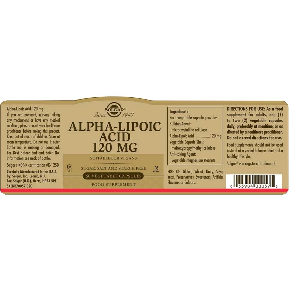 SOLGAR - Alpha Lipoic Acid 120mg - 60caps
