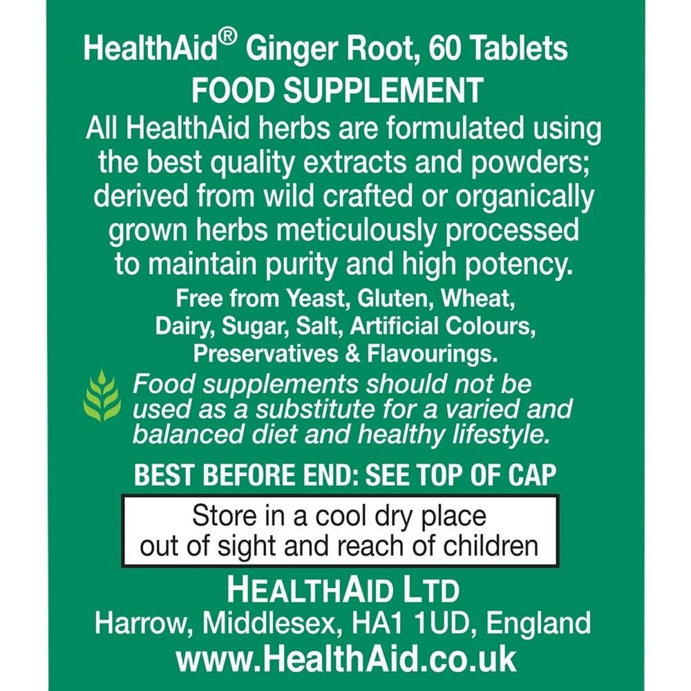 HEALTH AID - Ginger Root 560mg - 60tabs