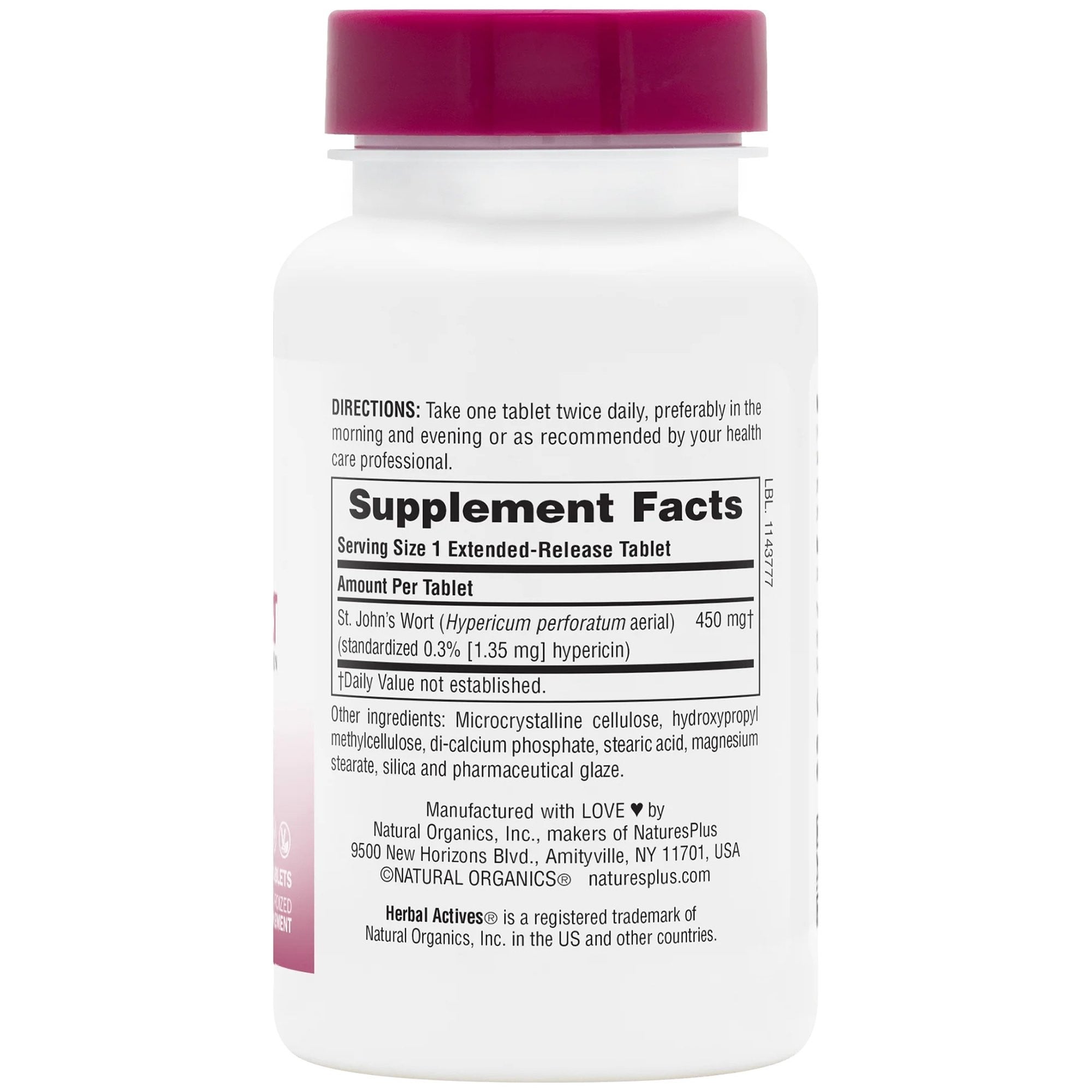 NATURES PLUS - HERBAL ACTIVES St. John's Wort 450mg - 60tabs