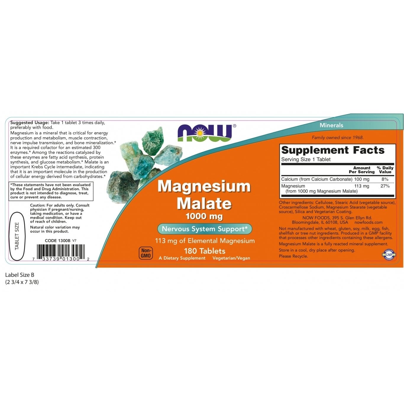 NOW - Magnesium Malate 1000mg - 180tabs