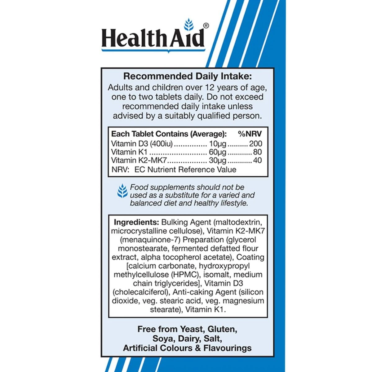 HEALTH AID - Vitamin K Complex + Vit D3 - 30tabs