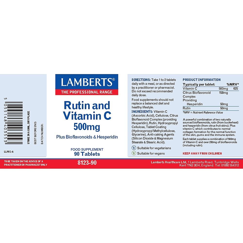 LAMBERTS - Rutin and Vitamin C 500mg - 90tabs