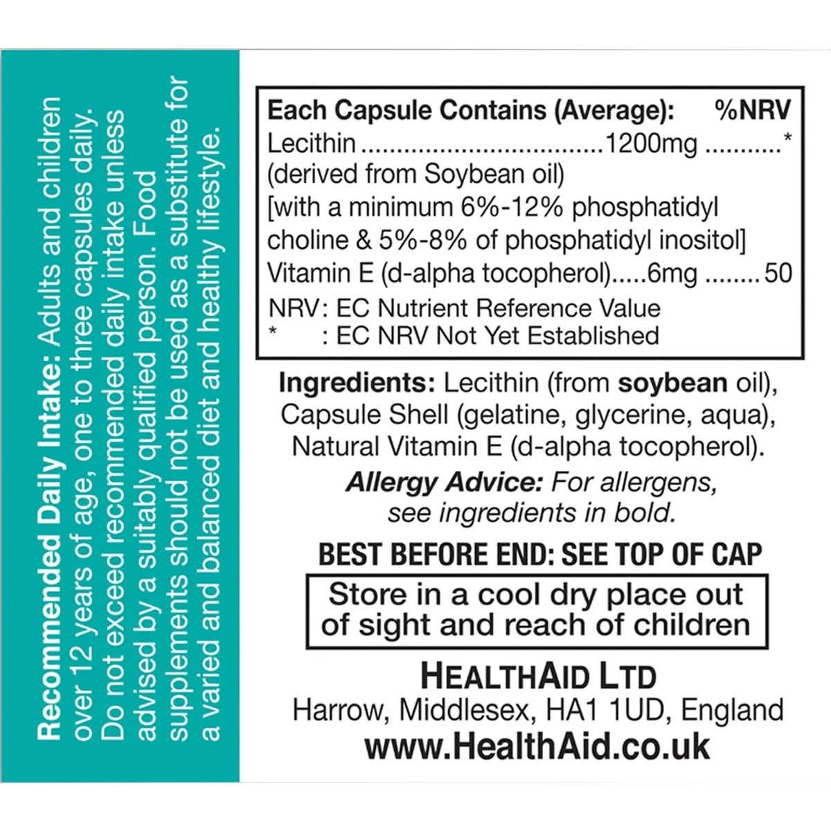 HEALTH AID - Lecithin 1200mg - 100caps