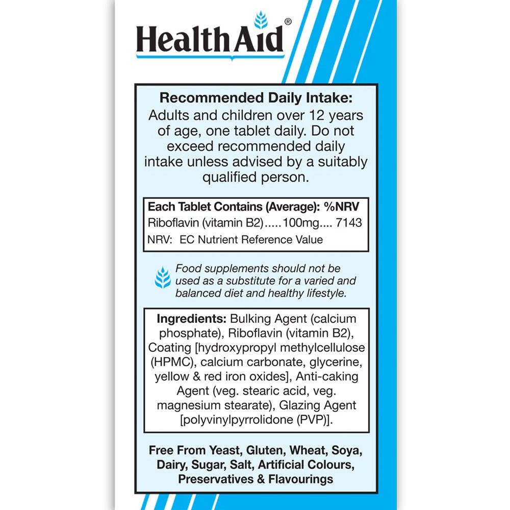 HEALTH AID - VEGAN Vitamin B2 100mg - 60tabs