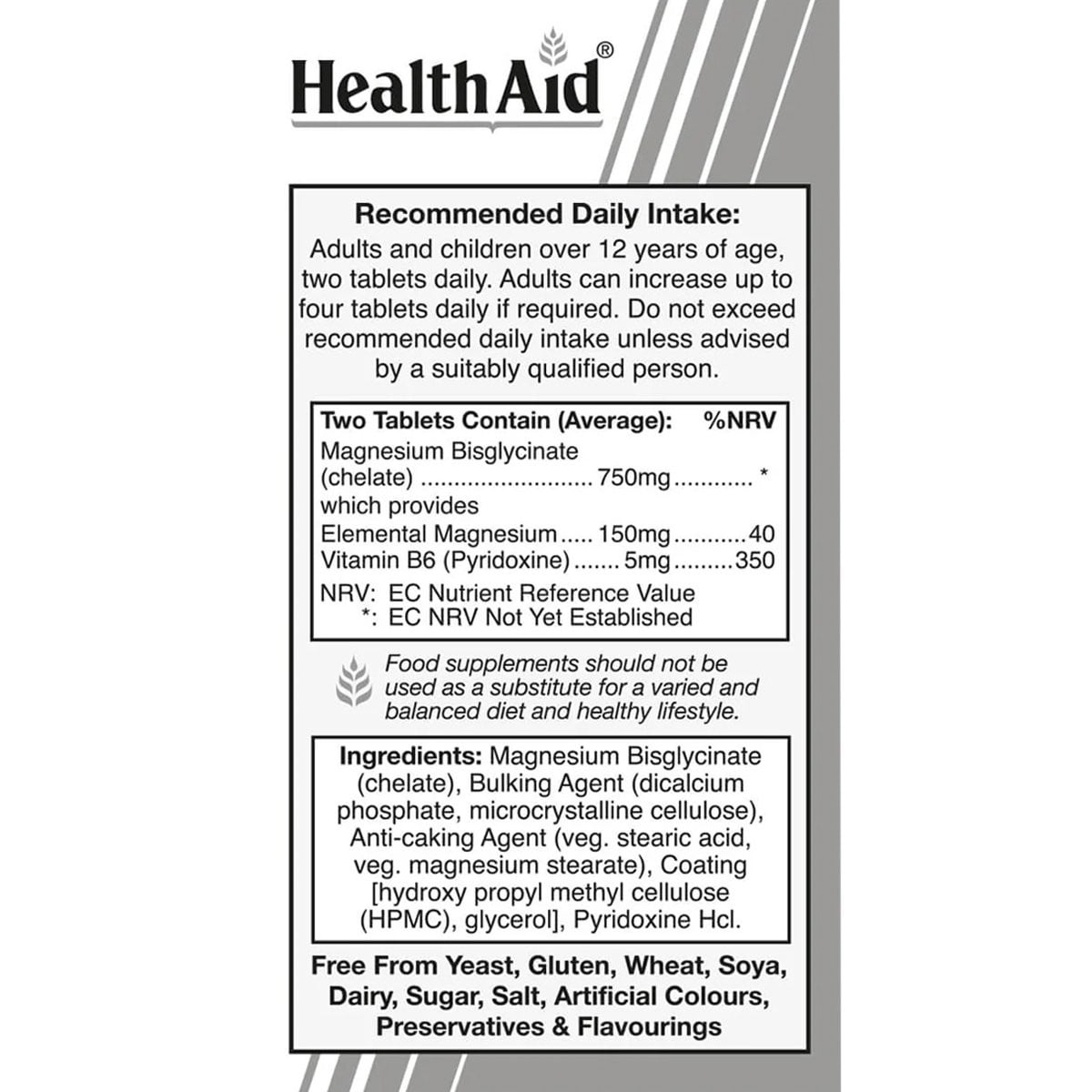 HEALTH AID - Magnesium Bisglycinate 375mg - 60tabs