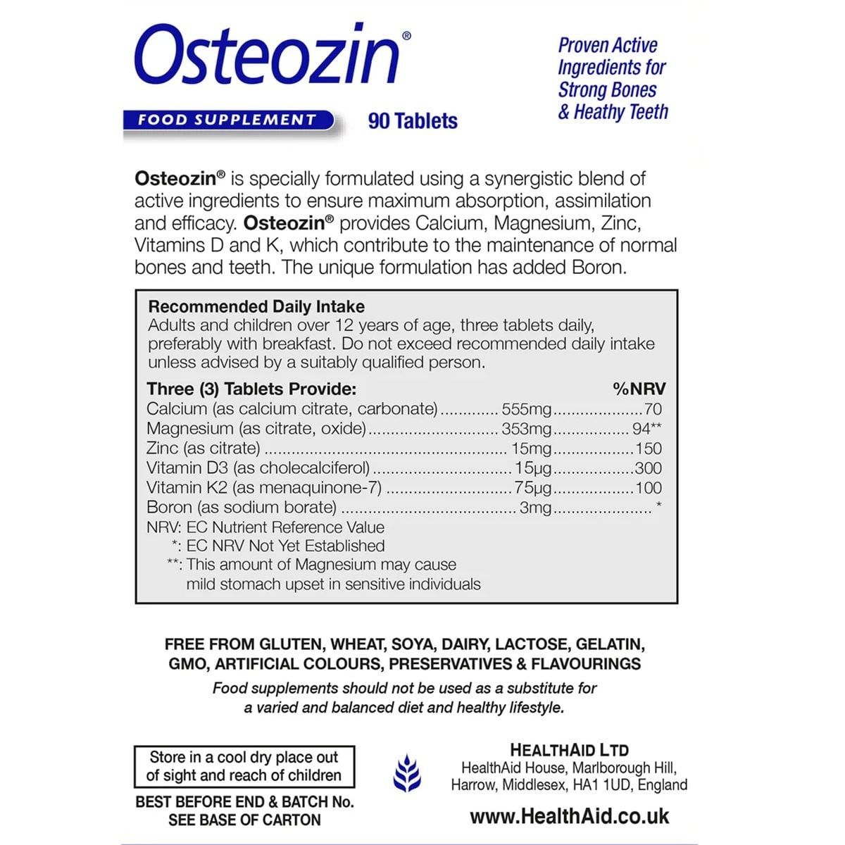 HEALTH AID - Osteozin - 90tabs