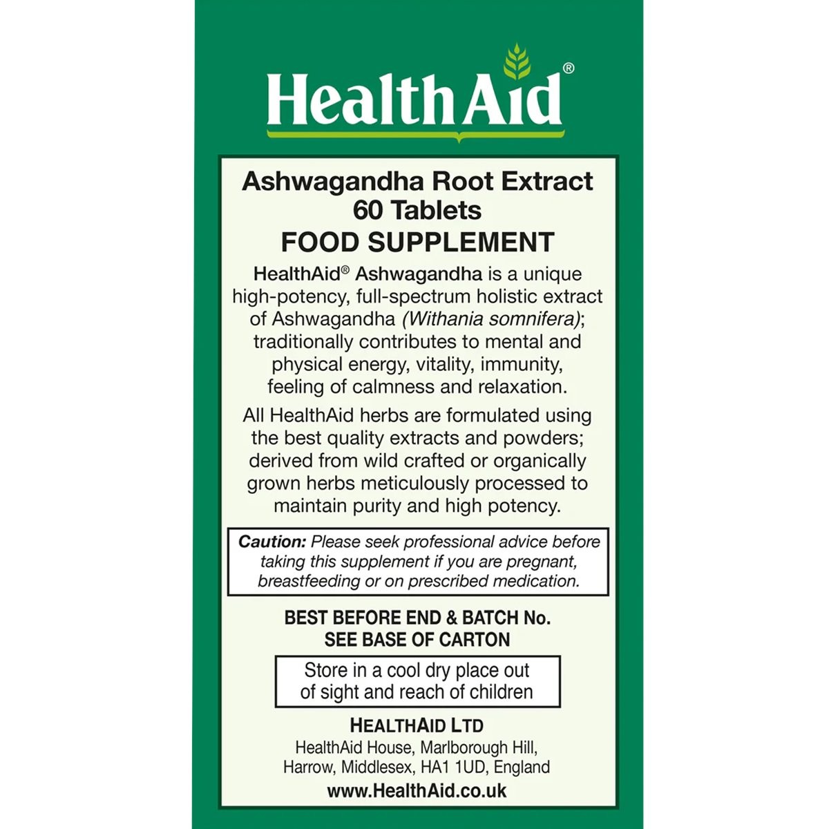 HEALTH AID - Ashwagandha - 60tabs