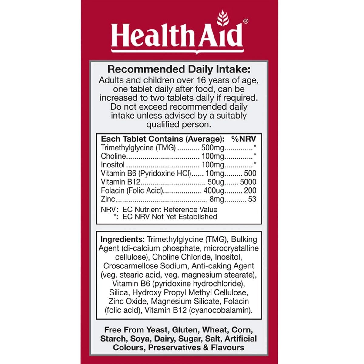 HEALTH AID - Homocysteine Balance - 60tabs