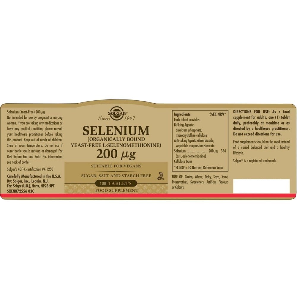 SOLGAR - Selenium 200μg - 100tabs