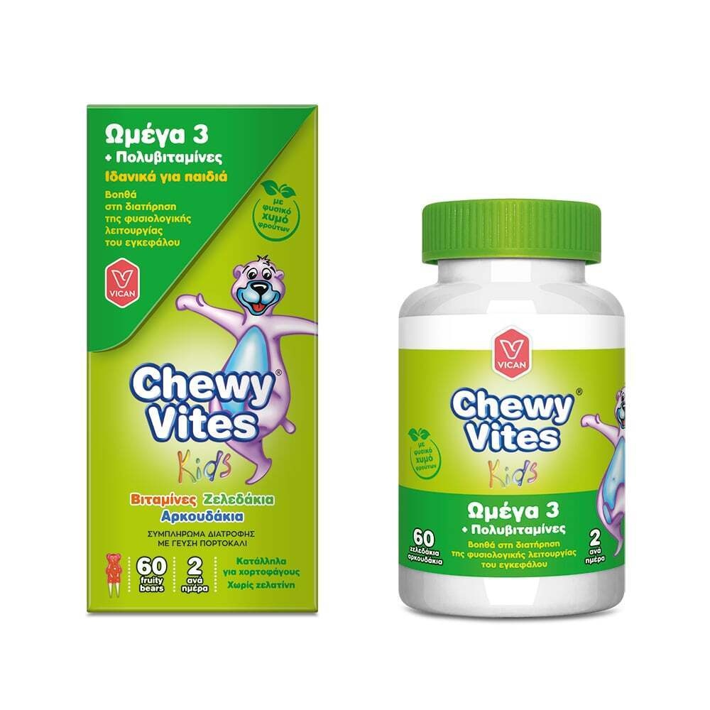 VICAN - CHEWY VITES KIDS Ωμέγα 3 & Πολυβιταμίνες - 60chew.tabs