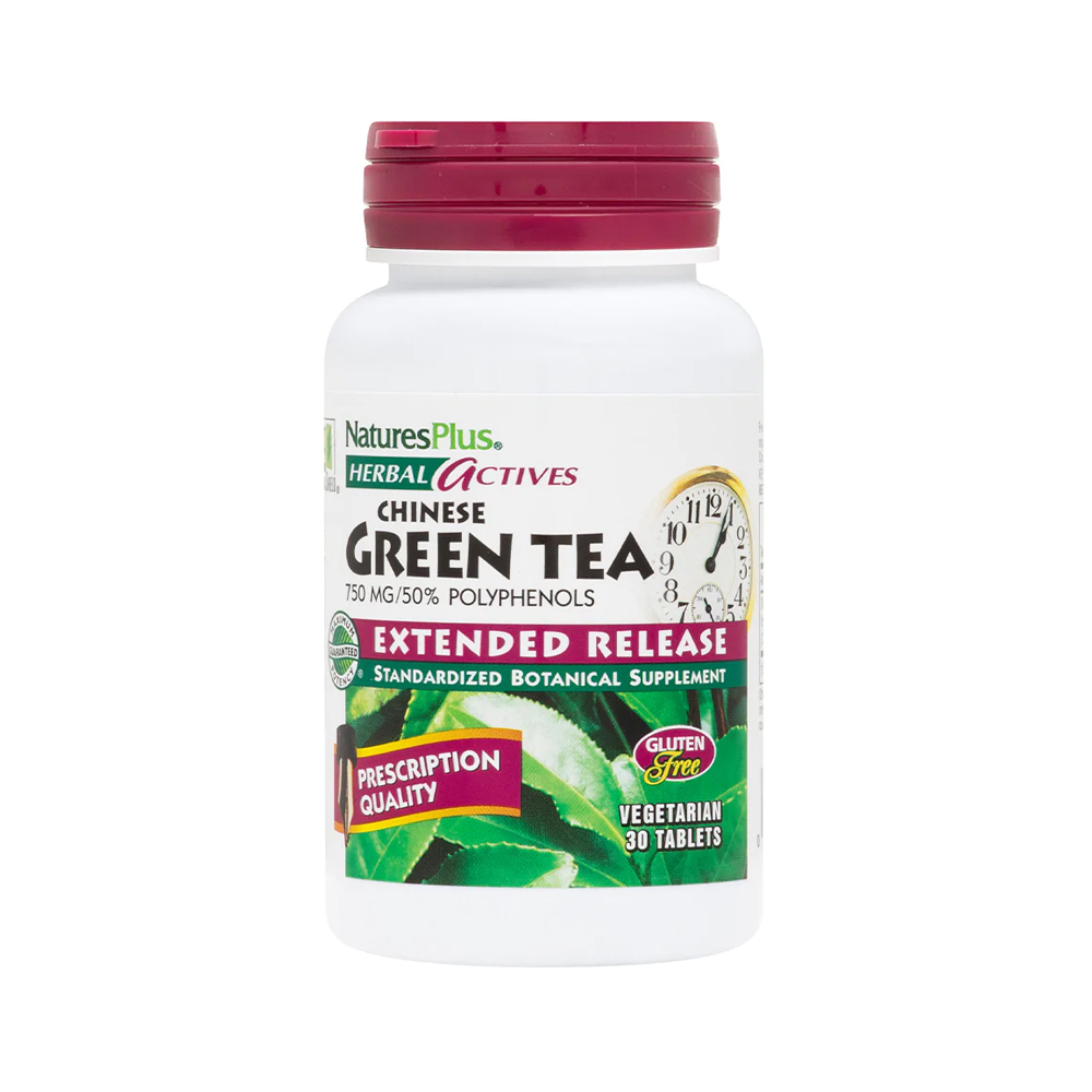 NATURES PLUS - HERBAL ACTIVES Chinese Green Tea Extended Release 750mg - 30tabs