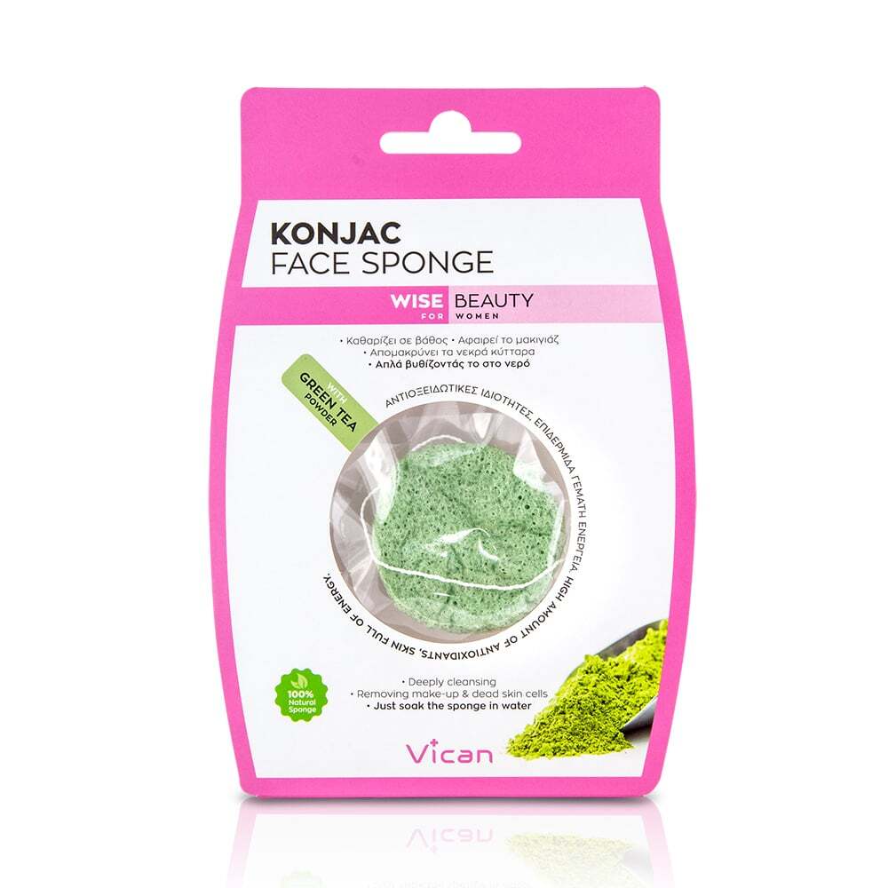 WISE BEAUTY - Konjac Face Sponge with Green Tea Powder - 1τεμ.