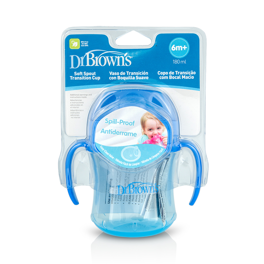 DR BROWN'S - Soft Spout Transition Cup Κύπελλο με Μαλακό Στόμιο & Καπάκι 6m+ - 180ml TC61001