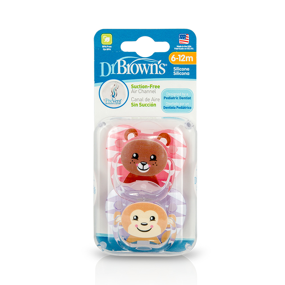 DR BROWN'S - PREVENT Πιπίλα Σιλικόνης 6-12m (Ροζ-Μωβ) - 2τεμ. PV22014