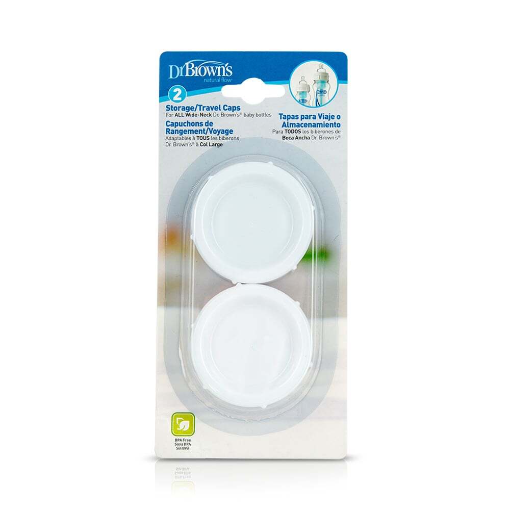 DR BROWN'S - Storage Travel Caps Καπάκια Αποθήκευσης Ταξιδιού για μπιμπερό με φαρδύ λαιμό - 2τμχ 680