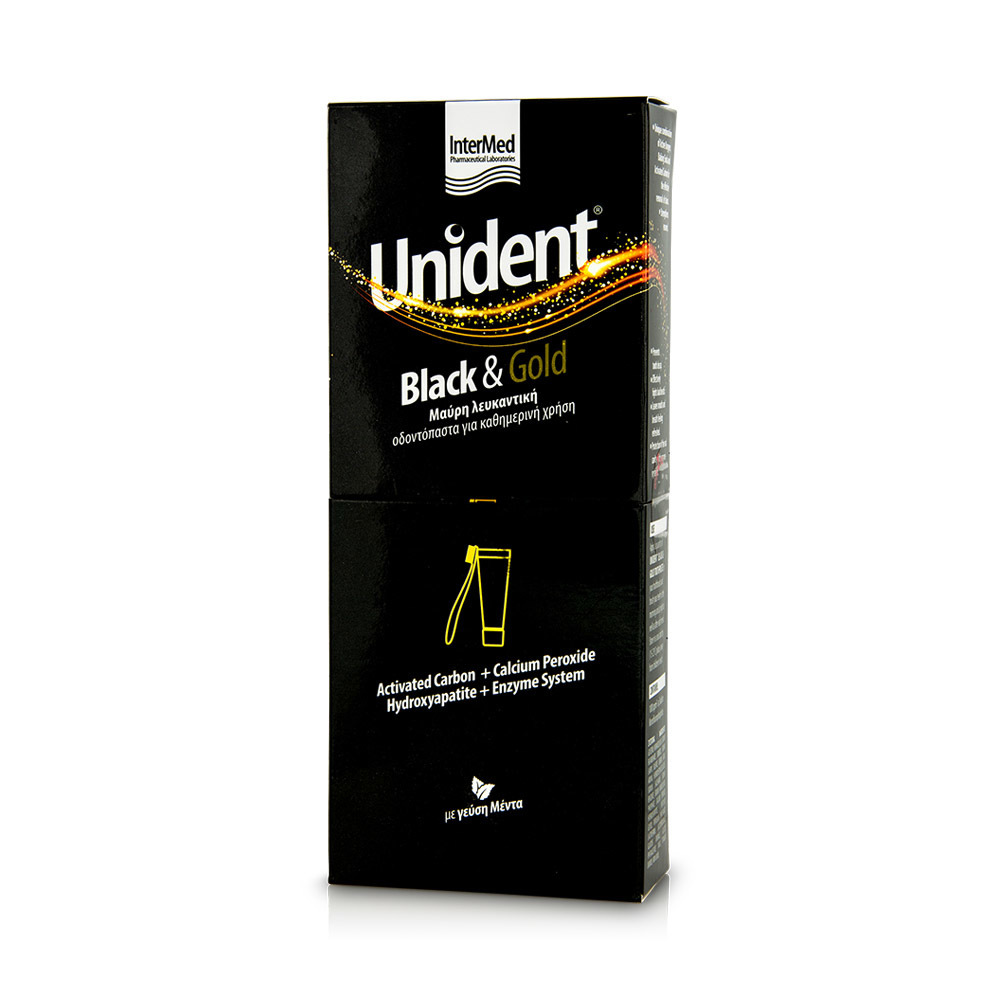 INTERMED - UNIDENT Whitening Black & Gold Μαύρη Οδοντόκρεμα Λεύκανσης – 100ml