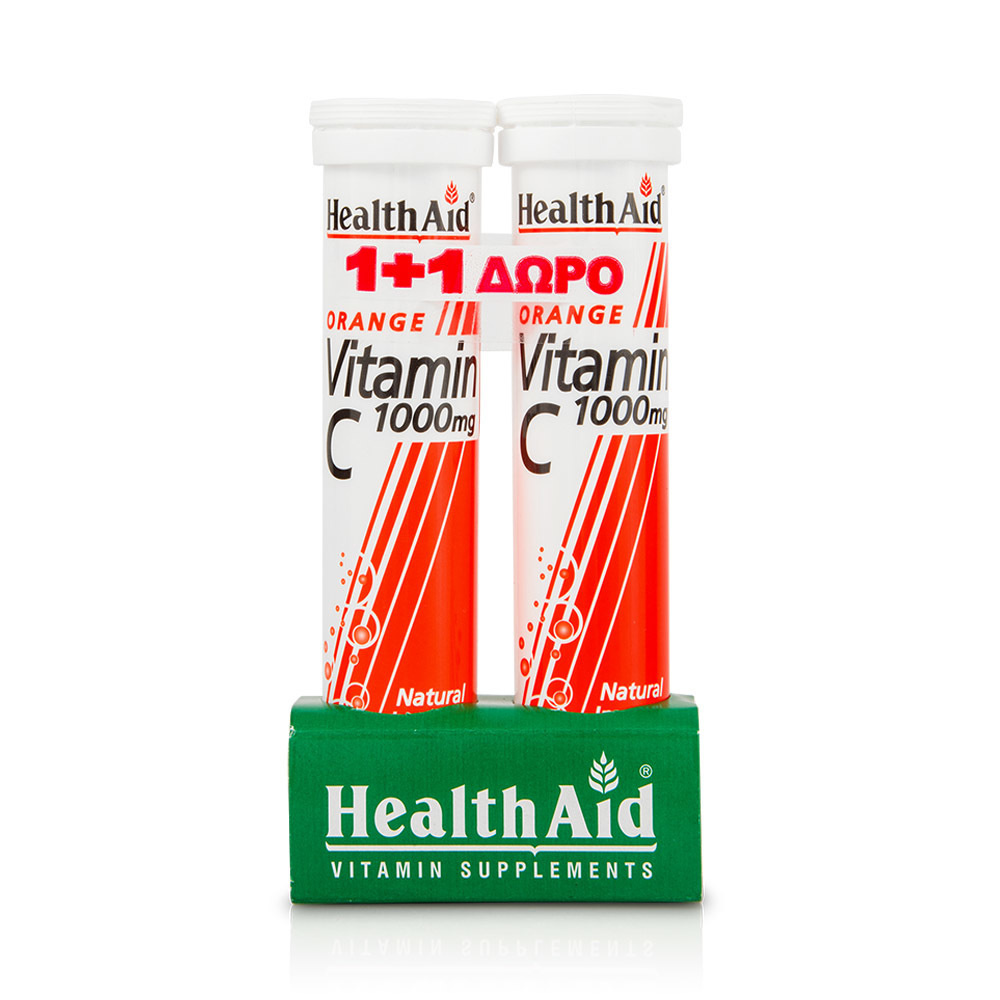 HEALTH AID - PROMO PACK 1+1 ΔΩΡΟ Vitamin C 1000mg (Πορτοκάλι) - 20eff.tabs