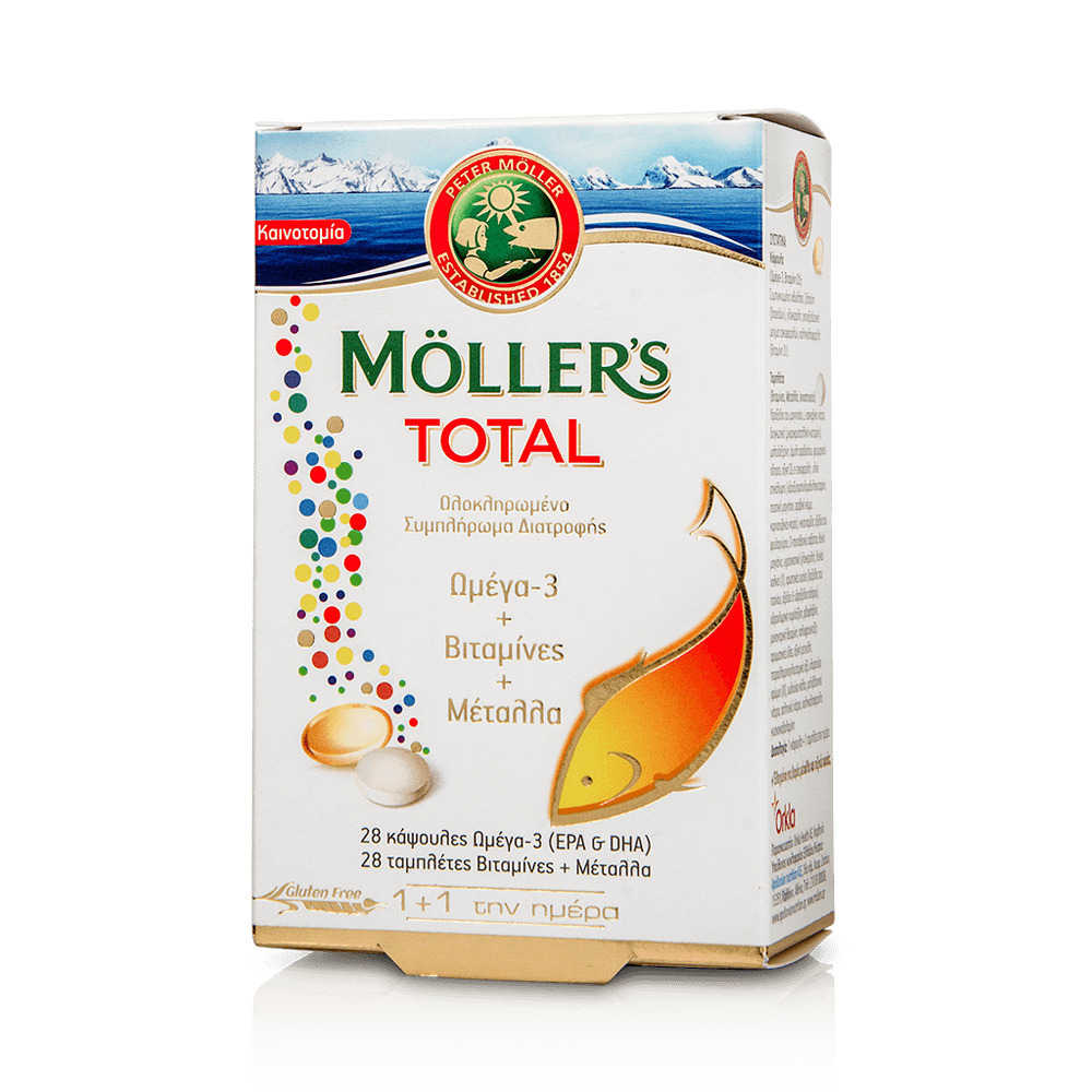MOLLER'S - Moller's Total Ωμέγα 3, Βιταμίνες & Μέταλλα (28 caps + 28 tabs)