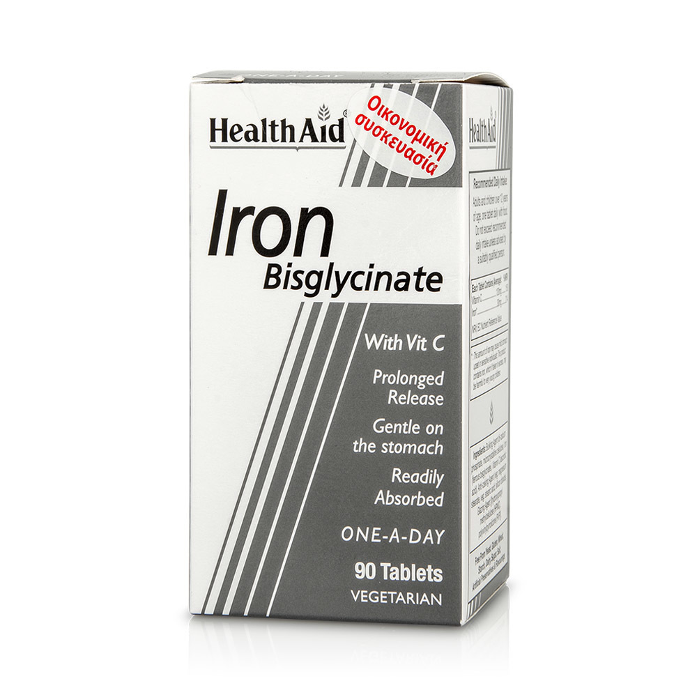 HEALTH AID - Iron Bisglycinate with Vitamin C - 90tabs