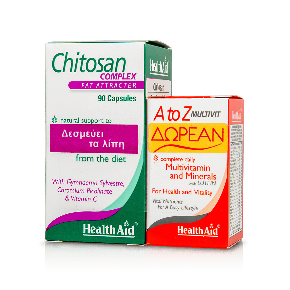 HEALTH AID - PROMO PACK Chitosan - 90caps ΜΕ ΔΩΡΟ A to Z Multivit- 30tabs