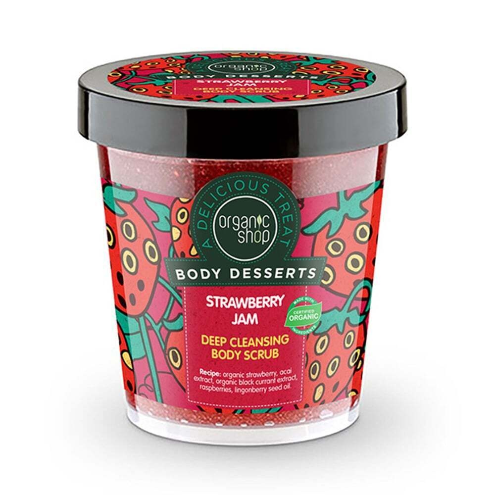 NATURA SIBERICA - ORGANIC SHOP Body Desserts Strawberry Jam Απολεπιστικό σώματος για Bαθύ Kαθαρισμό - 450ml