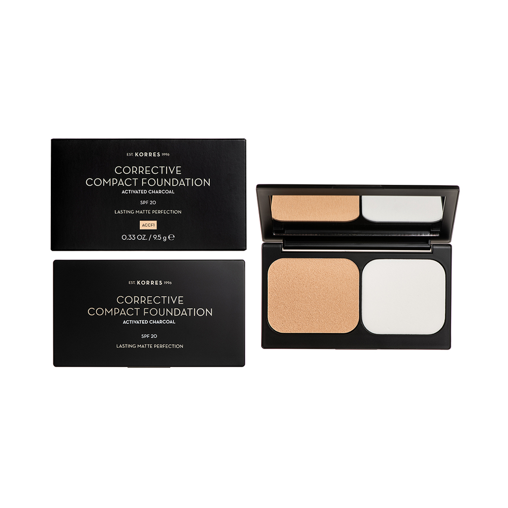 KORRES - ACTIVATED CHARCOAL Corrective Compact Foundation SPF20 ACCF1 - 9.5gr