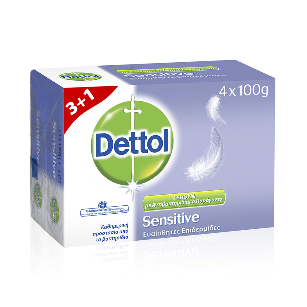 DETTOL - PROMO PACK 3+1 ΔΩΡΟ Αντιβακτηριδιακό σαπούνι sensitive - 100gr