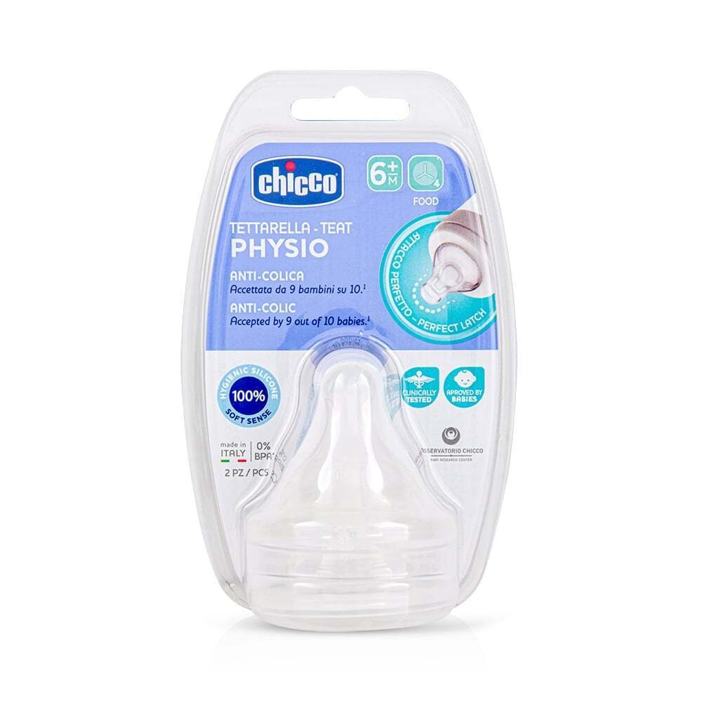 CHICCO - PHYSIO Θηλή Μπιμπερό Σιλικόνη Ροή Φαγητού 6m+ - 2τεμ. 