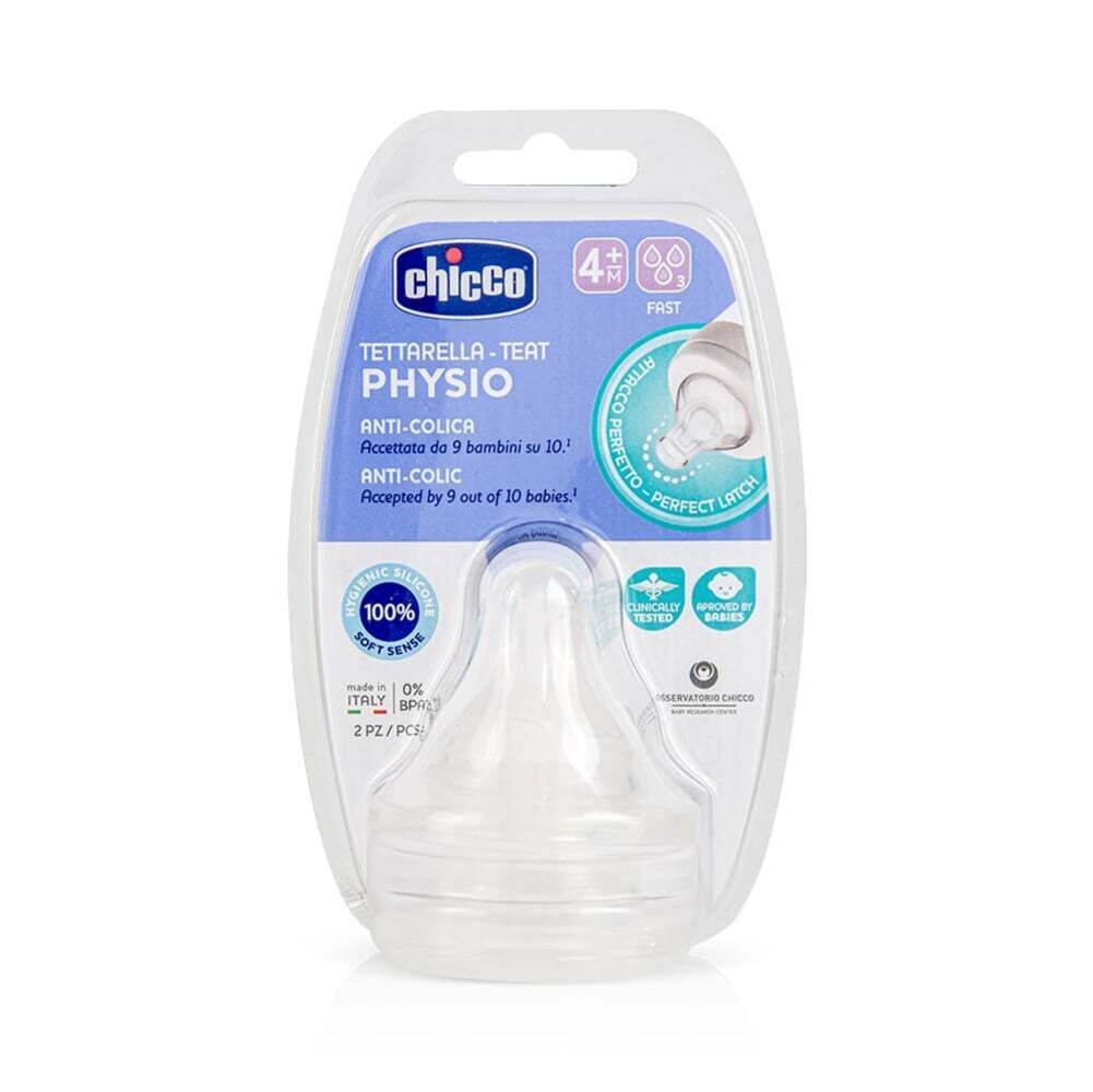 CHICCO - PHYSIO Θηλή Σιλικόνης Γρήγορη Ροή 4m+ - 2τεμ.