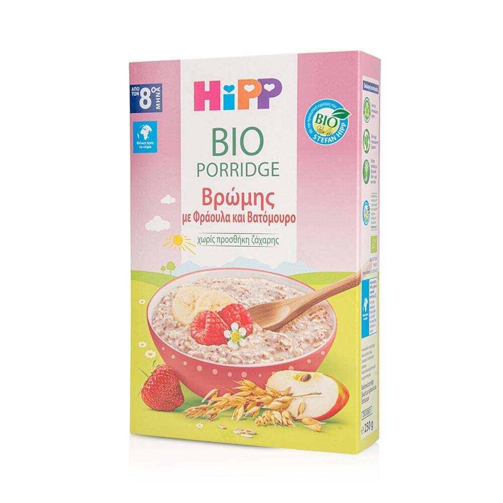 HIPP - BIO Porridge Βρώμης με φράουλα & βατόμουρο (από τον 8ο μήνα) - 250gr