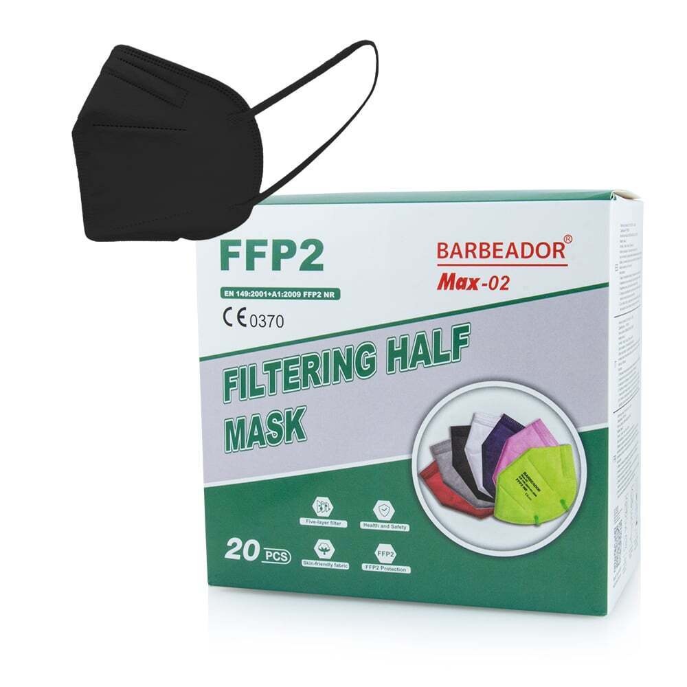 BARBEADOR - Μάσκα Υψηλής Προστασίας FFP2 (Μαύρη) - 20τεμ.