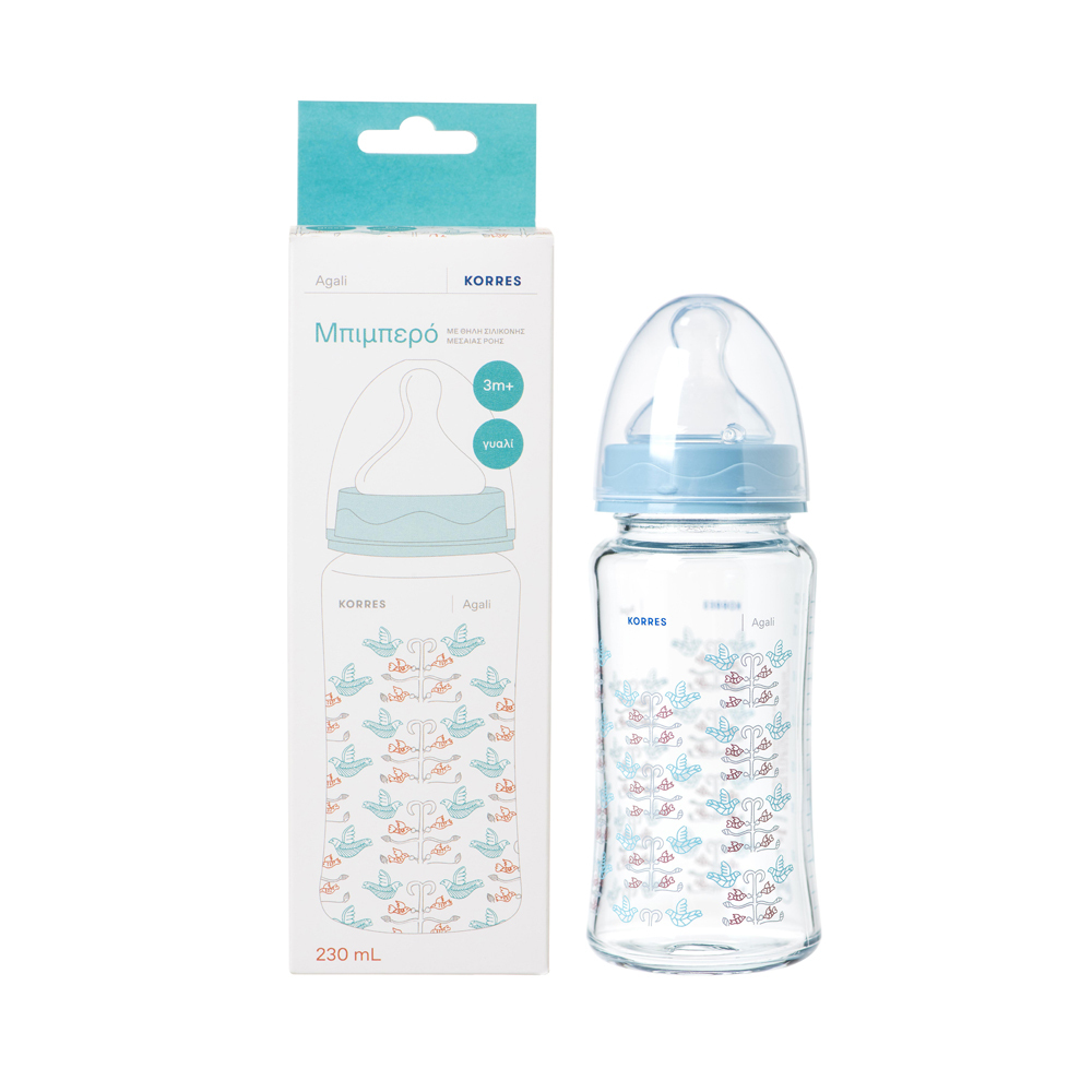 KORRES - AGALI Γυάλινο Μπιμπερό 3m+ ΘΣ (μεσαίας ροής) - 230ml