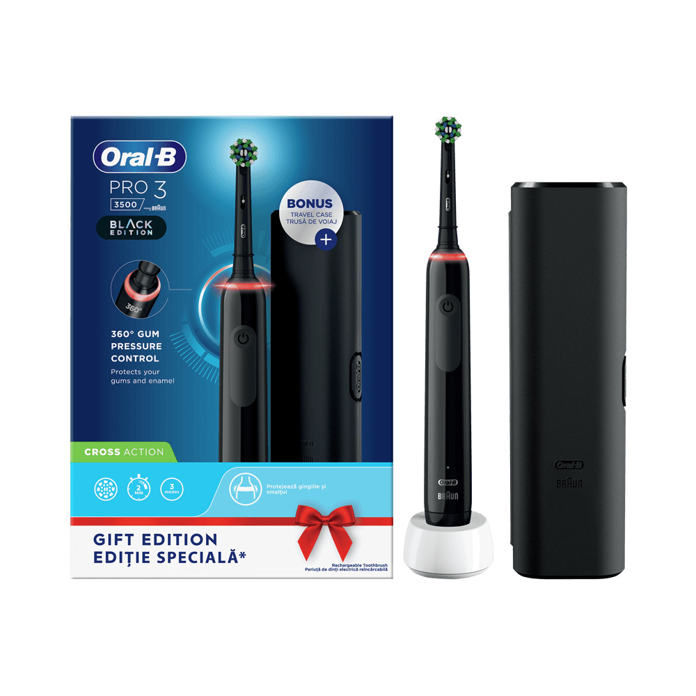ORAL B - PRO 3 3500 Ηλεκτρική Οδοντόβουρτσα Black Edition
