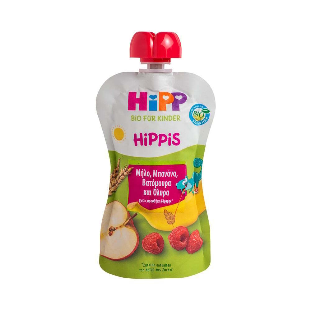 HIPP - HIPPIS Φρουτοπολτός Μήλο, Μπανάνα, Βατόμουρα & Όλυρα (από το 1ο έτος) - 100gr
