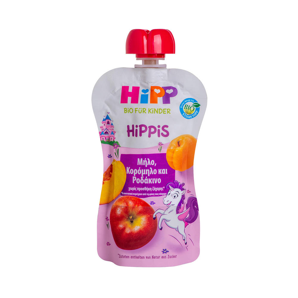 HIPP - HIPPIS Φρουτοπολτός Μήλο, Κορόμηλο & Ροδάκινο (από το 1ο έτος) - 100gr