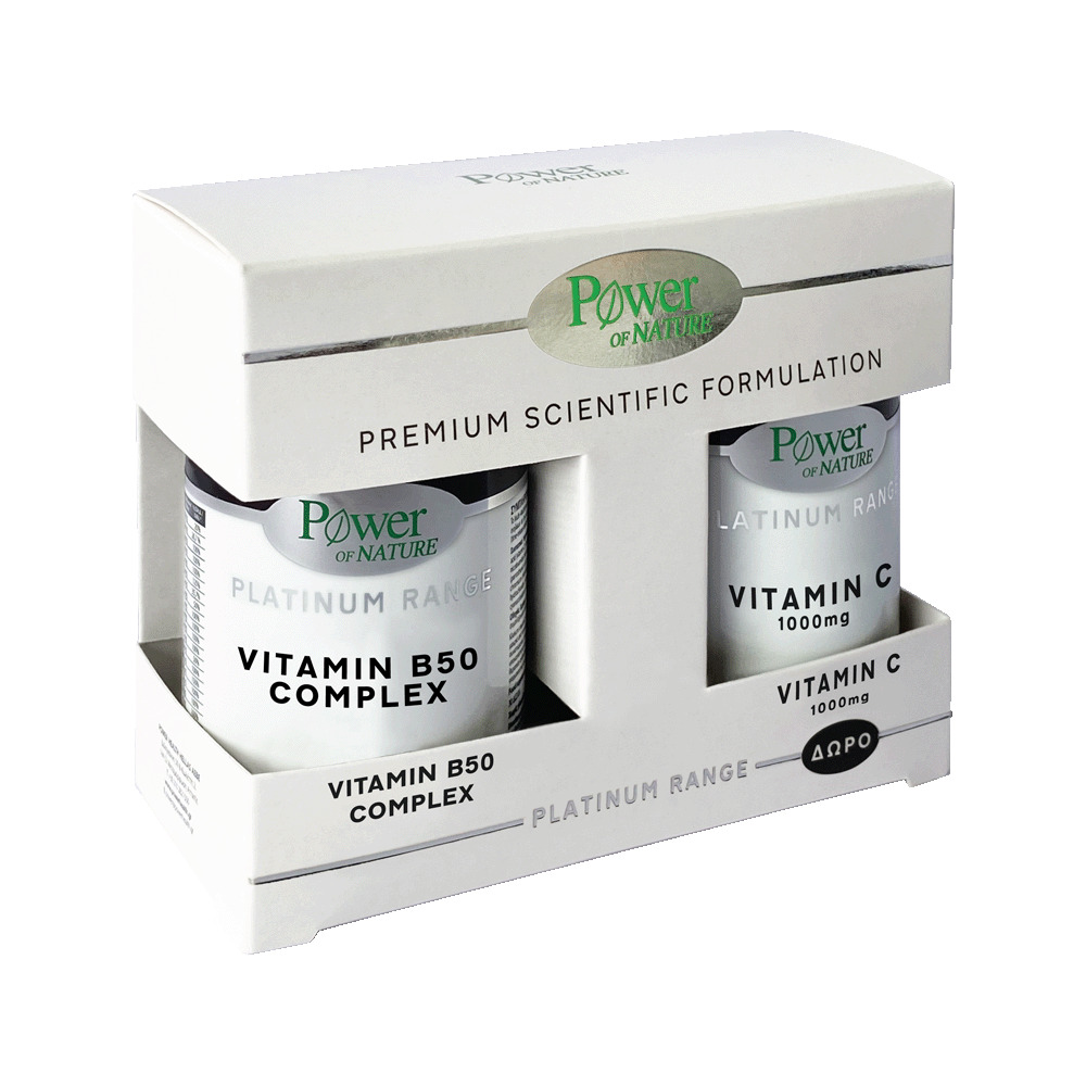POWER HEALTH - POWER OF NATURE PROMO PACK PLATINUM RANGE Vitamin B50 Complex - 30caps ΜΕ ΔΩΡΟ Vitamin C 1000mg - 20tabs
