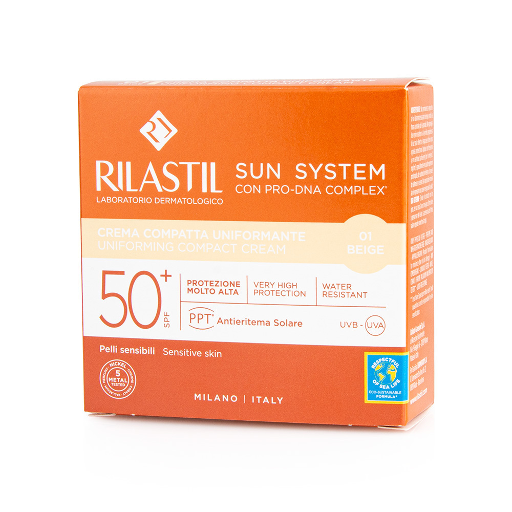 RILASTIL - SUN SYSTEM Uniforming Compact Cream 01 Beige SPF50+ - 10gr