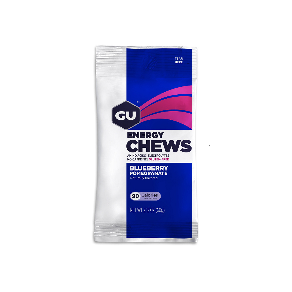 GU - Energy Chews Μασώμενα Ενεργειακά Καραμελάκια με γεύση Μύρτιλο-Ρόδι - 60gr