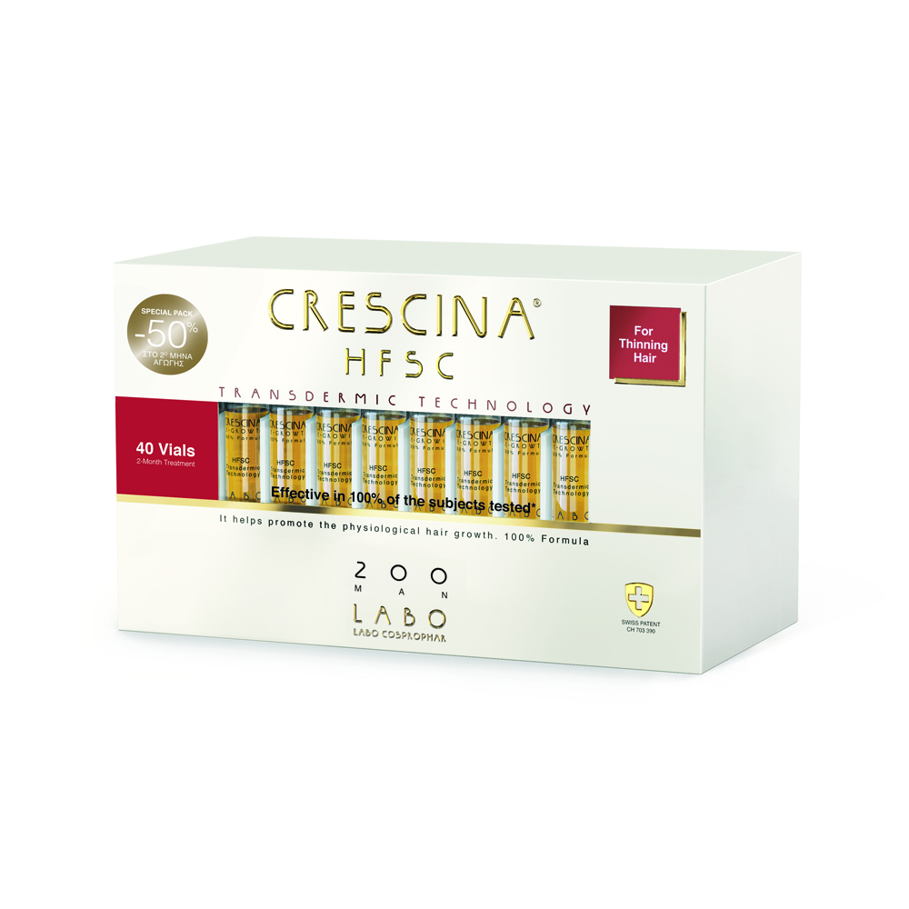 CRESCINA - TRANSDERMIC TECHNOLOGY HFSC 200 for thining hair Man - 40vials