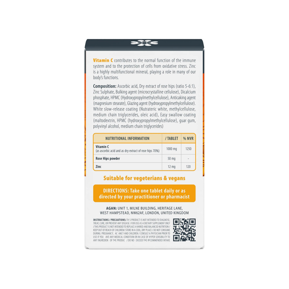 AGAN - Vitamin C 1000mg with Rose Hips & Zinc - 30tabs
