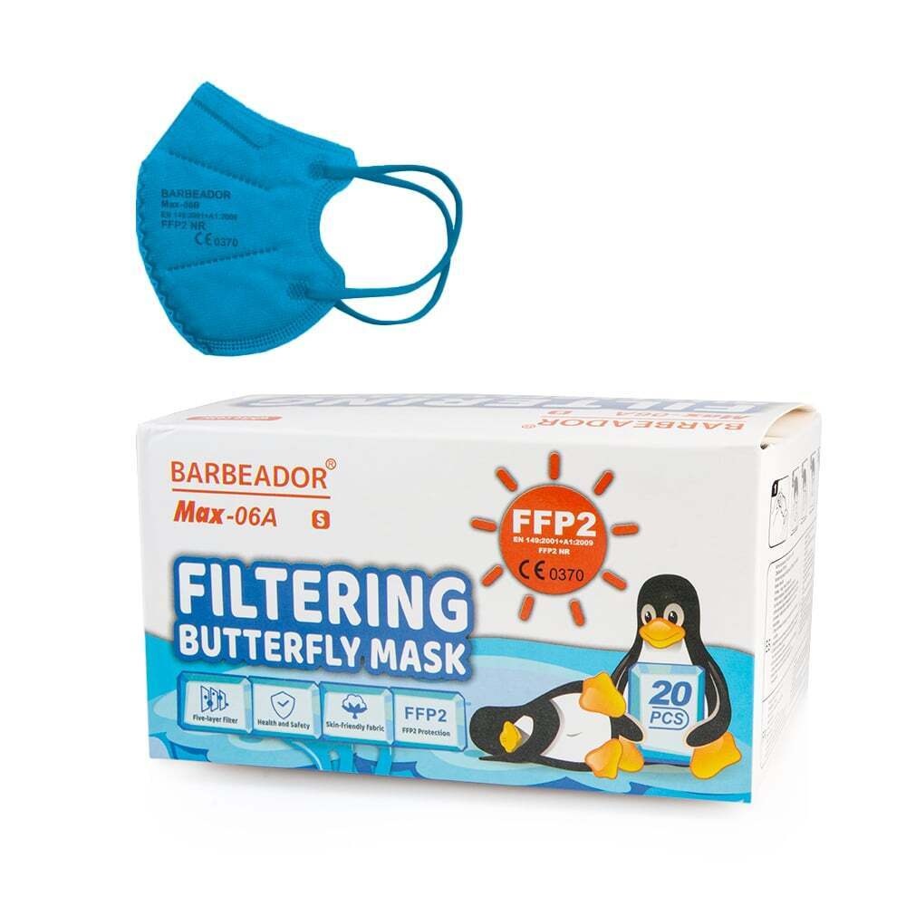 BARBEADOR - BUTTERFLY Παιδική Μάσκα Πολύ Υψηλής Προστασίας FFP2 (γάλαζιο) - 20τεμ.
