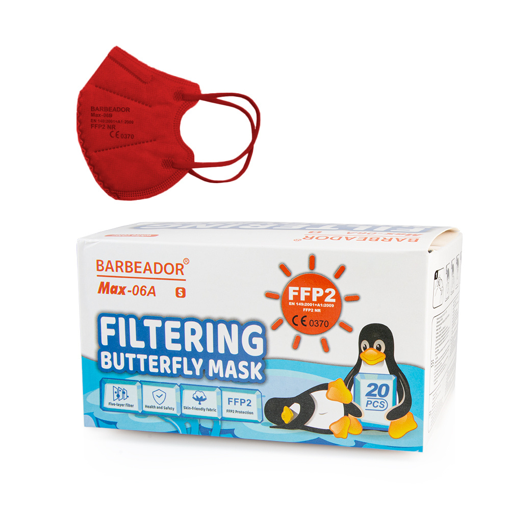 BARBEADOR - BUTTERFLY Παιδική Μάσκα Πολύ Υψηλής Προστασίας FFP2 (κόκκκινο) - 20τεμ.