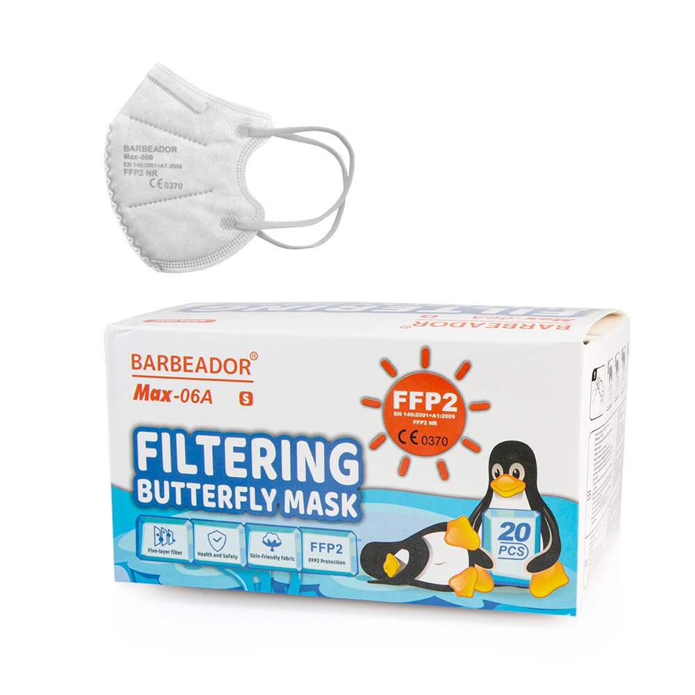 BARBEADOR - BUTTERFLY Παιδική Μάσκα Πολύ Υψηλής Προστασίας FFP2 (λευκό) - 20τεμ.