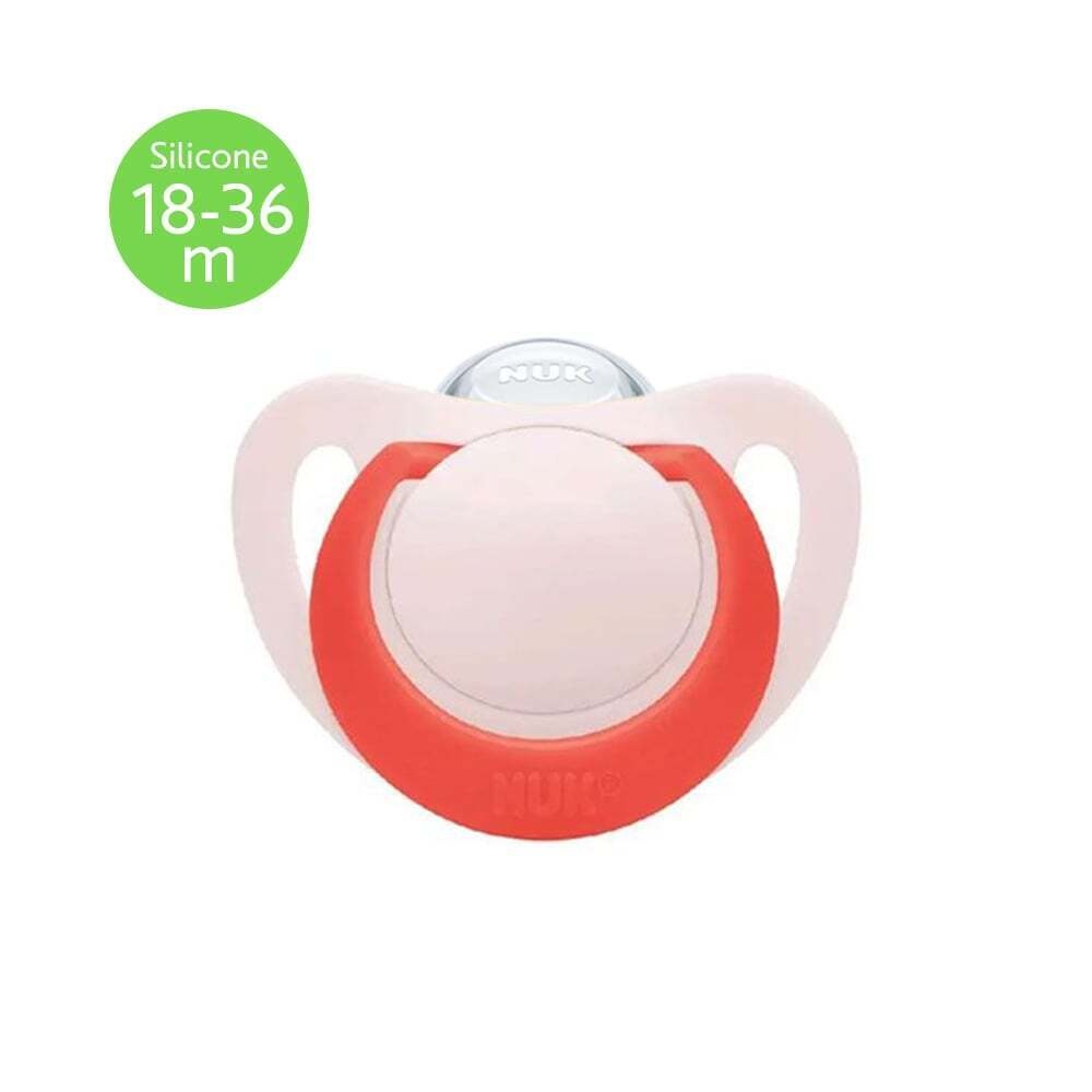 NUK - STAR Πιπίλα Σιλικόνης 18-36m (ροζ με κόκκινο κρίκο) 10.739.760