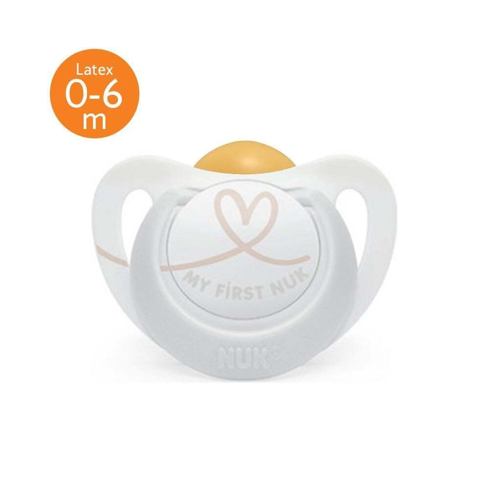 NUK - STAR Πιπίλα Latex 0-6m (λευκή με σχέδιο καρδιά) 10.726.062