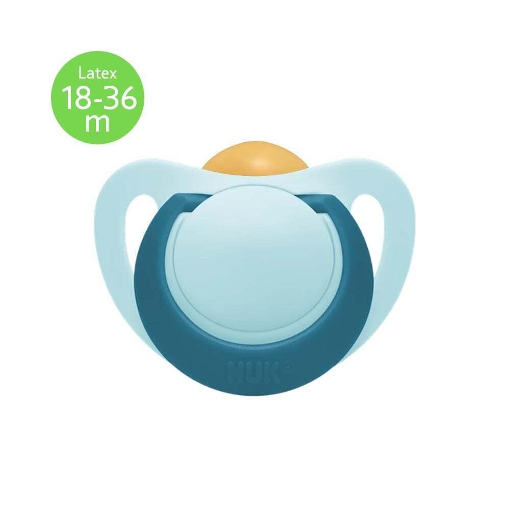 NUK - STAR Πιπίλα Latex 18-36m (σιελ με μπλε κρίκο) 10.737.040
