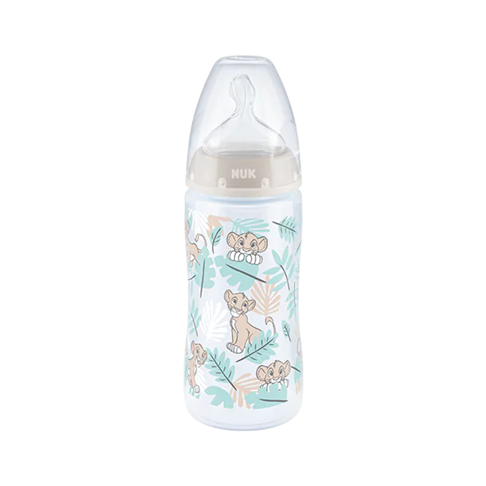 NUK - FIRST CHOICE+ Disney Baby Lion King Πλαστικό Μπιμπερό Θηλή Σιλικόνης με Δείκτη Ελέγχου Θερμοκρασίας 6-18m (γκρι) - 300ml 10741764